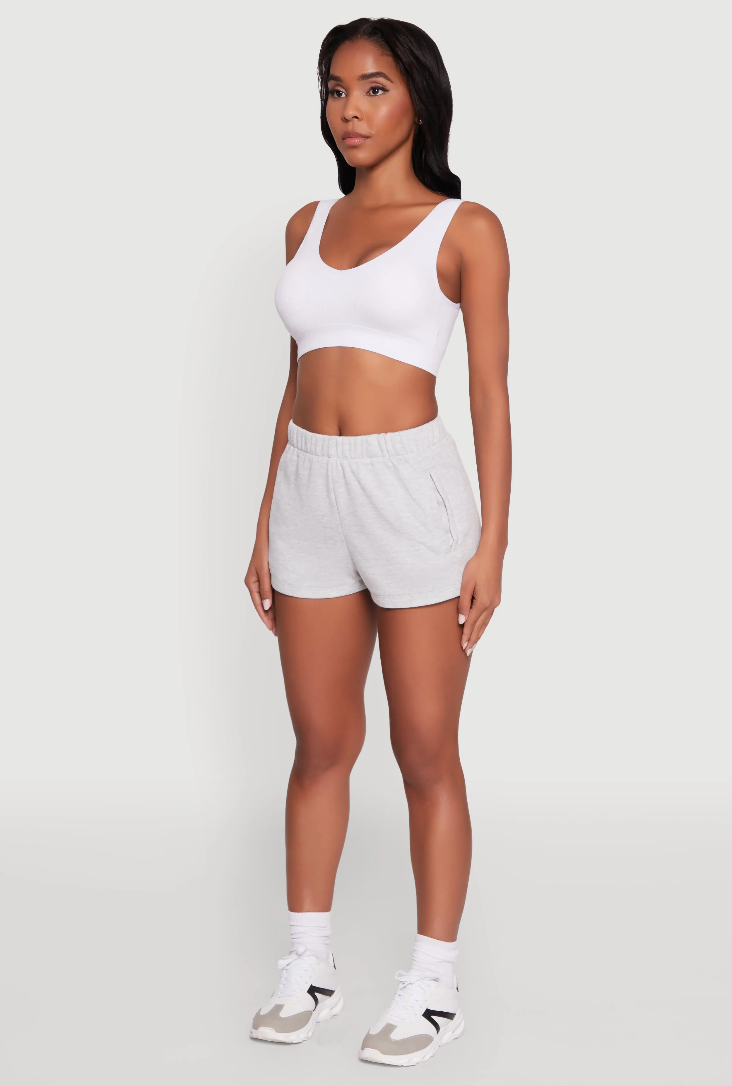 Activewear Fleece Lined Sweatshorts Flexible Stretch Waist Wrinkle Resistant Material