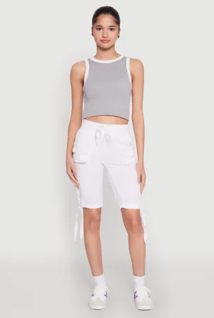 FasteningLoops Outdoor Look Drawstring Hem Cargo Pocket Bermuda Shorts