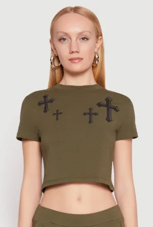 City Fashion Look comfortable option Short Sleeve Cross Graphic Tee