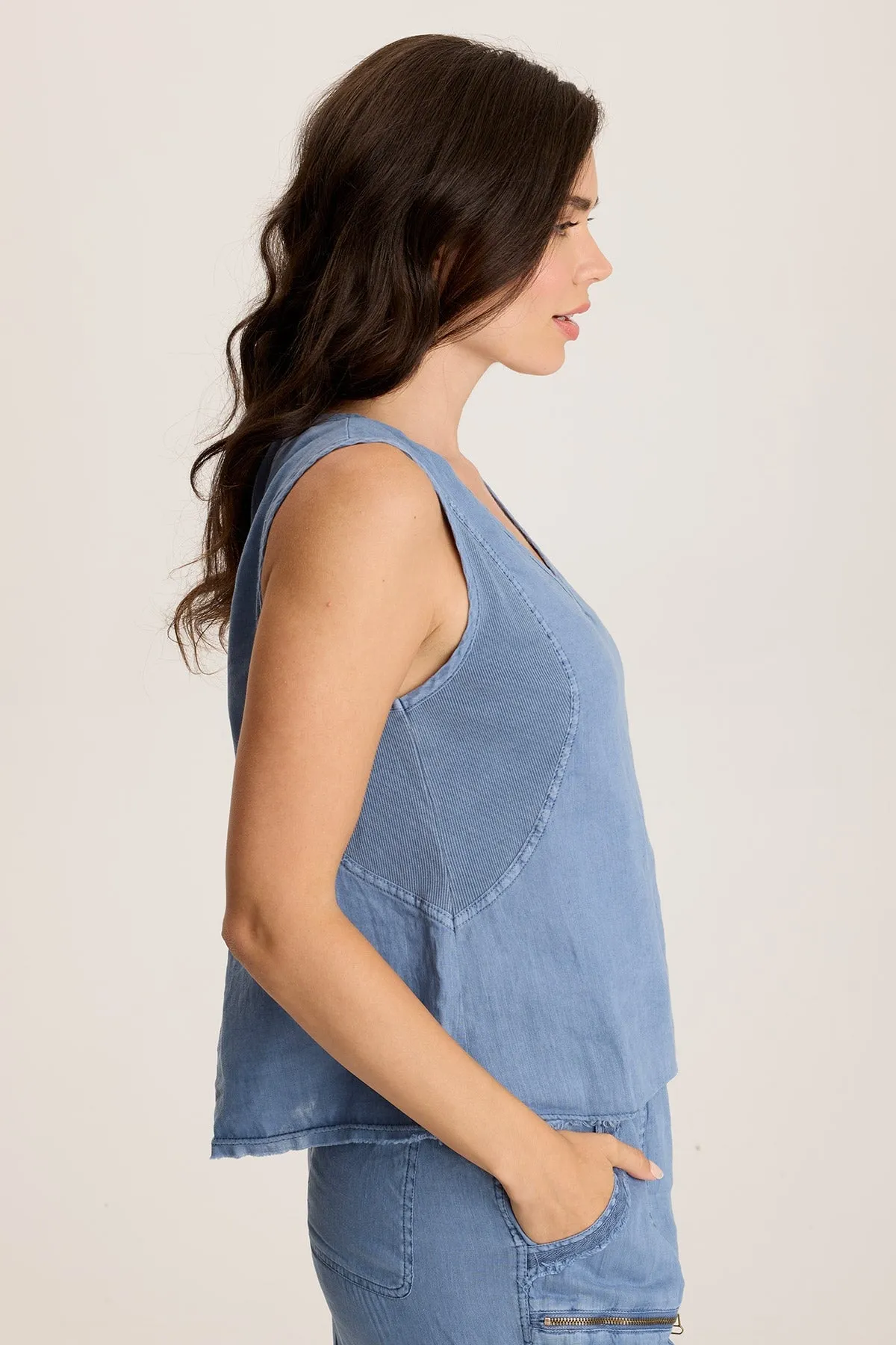 Estine Linen V-Neck Tank Top TearResistant Material Peace Glow
