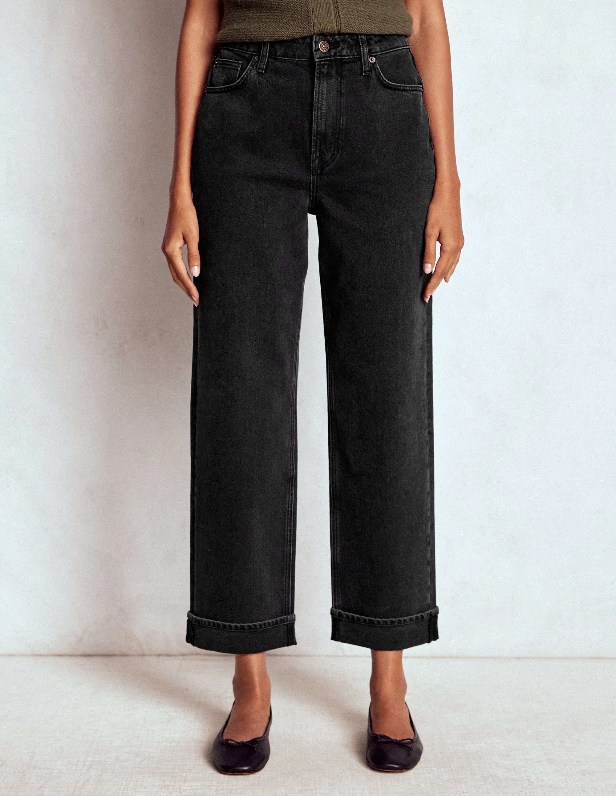 Mid Rise Stretch Jeans-Washed Black Anti Sagging Technology