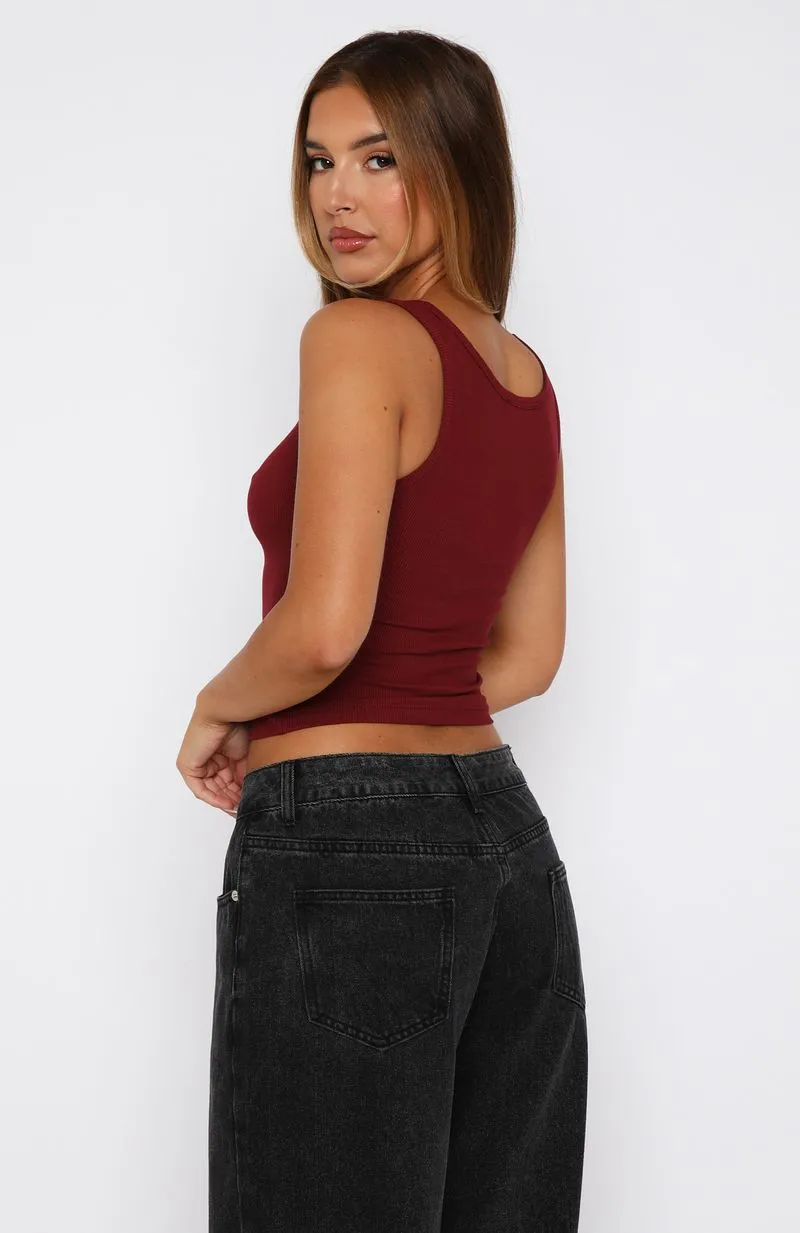 Mad About Love Tank Top Wine Flexible Binding