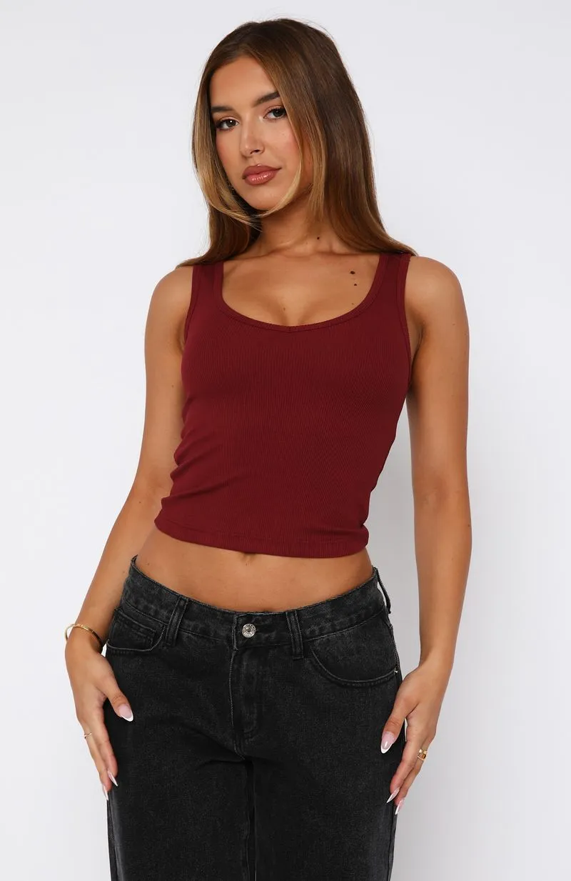 Mad About Love Tank Top Wine medium quality