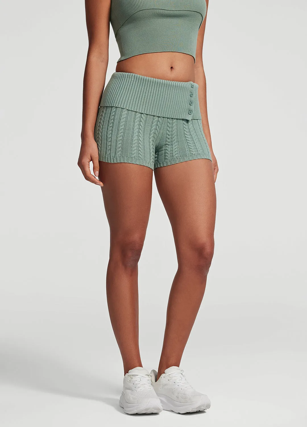 Quick Release Fasteners Breathable fabric Cable Knit Micro Shorts