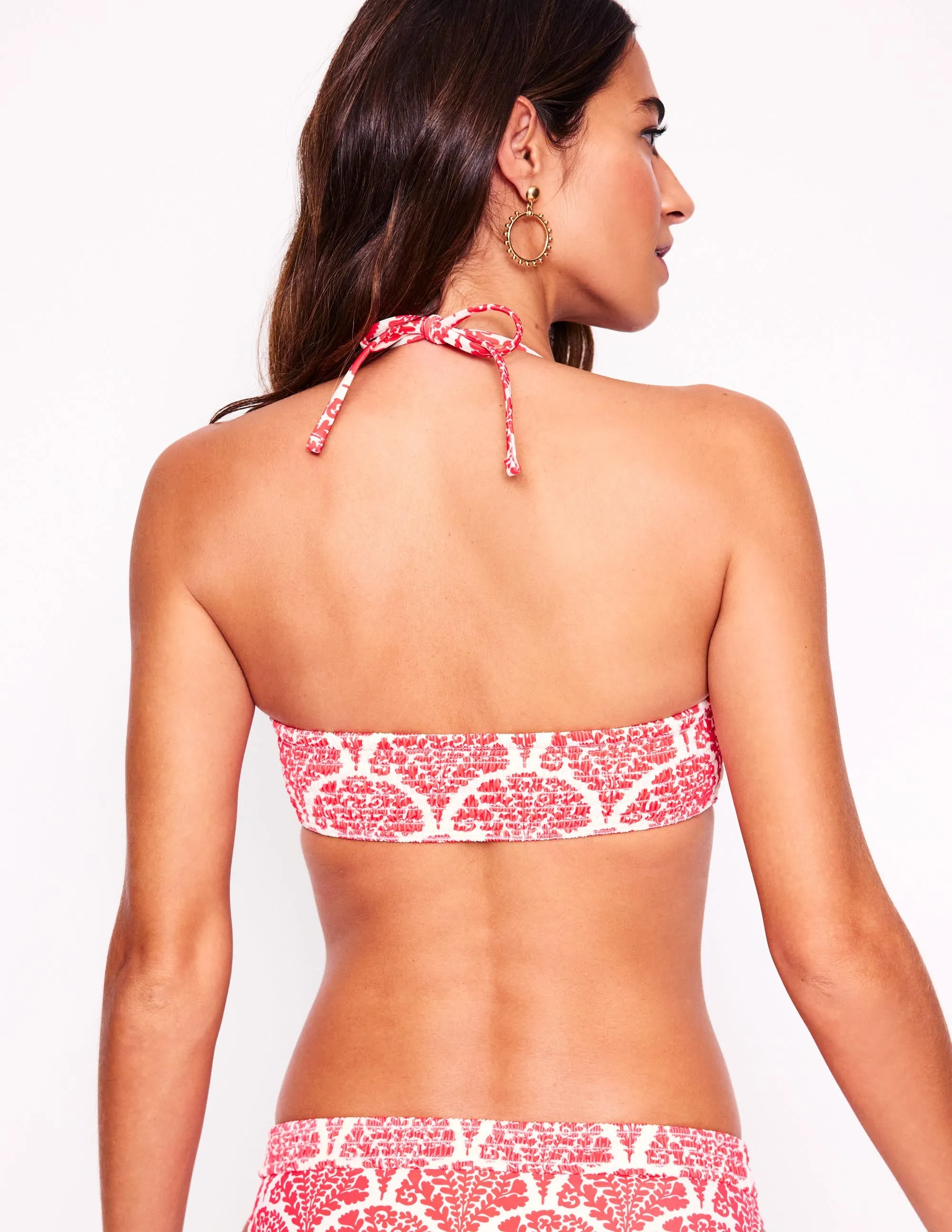 Milos Smocked Bikini Top-Jam Red, Blossomy Tagless Design Anti Fade Technology