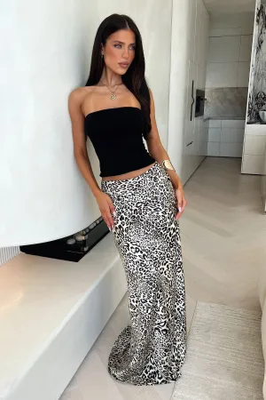 Roll Up Hem Malaika Maxi Skirt - Leopard