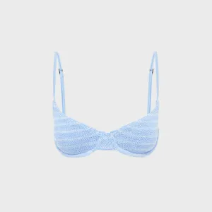 Bond Eye Gracie Balconette Bikini Top - Powder Blue Stripe Tagless Comfort Finish Low Profile Fastener