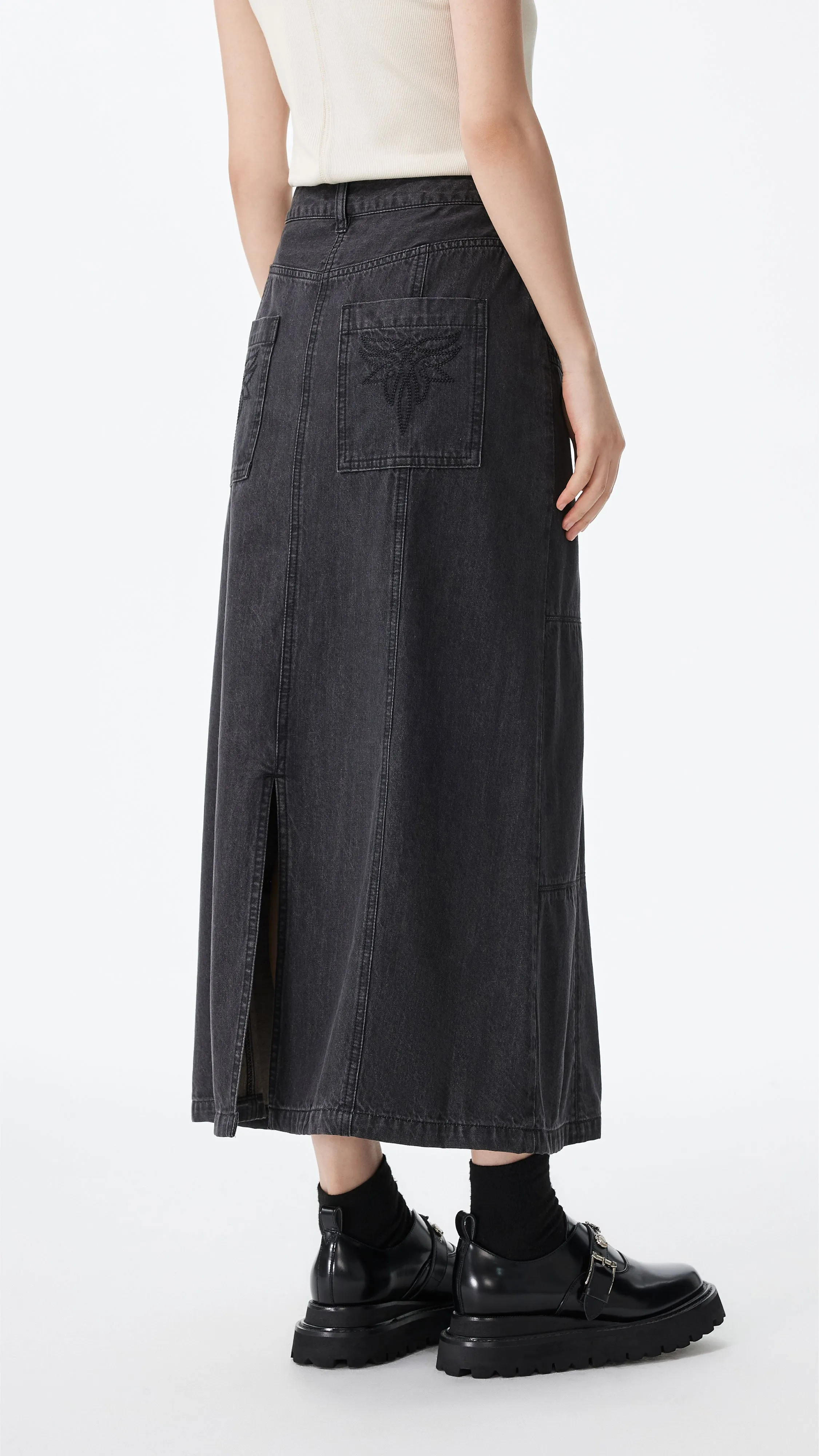 Matte Finish Non Irritating Edges Western Denim Pencil Skirt