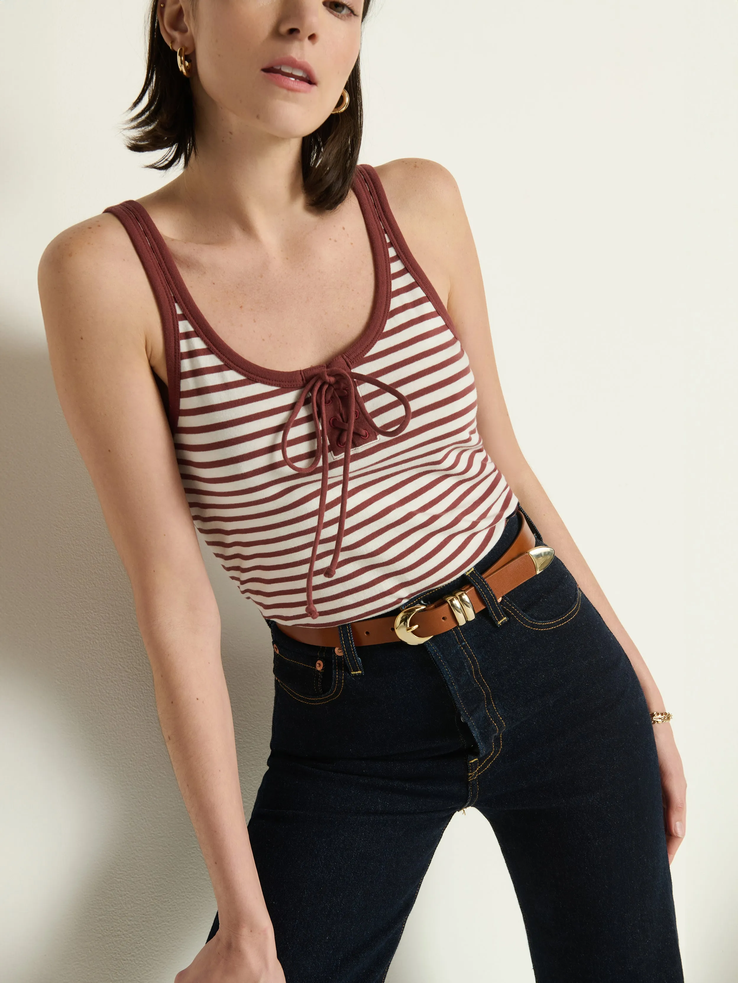 HighCollar Style Jil Lace Up Tank