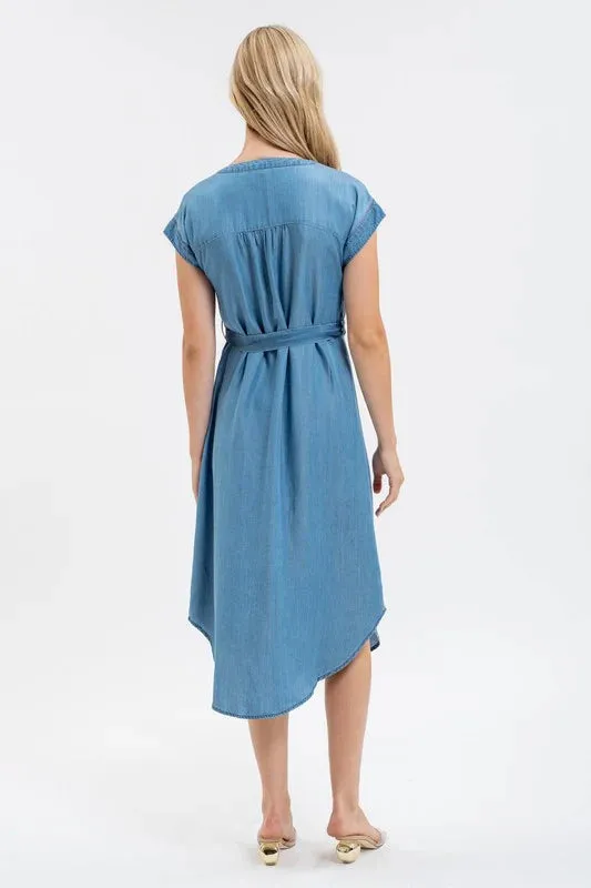 Summer Air Chambray Button Down Dress
