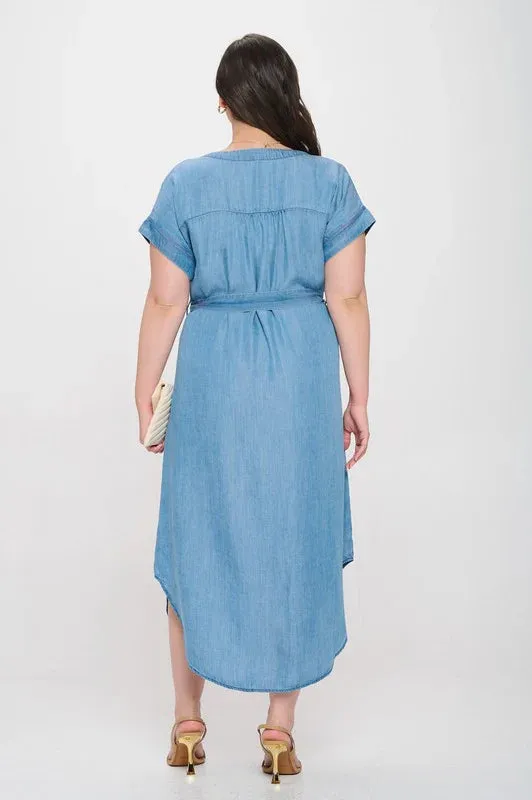 Club Mode Chambray Button Down Dress