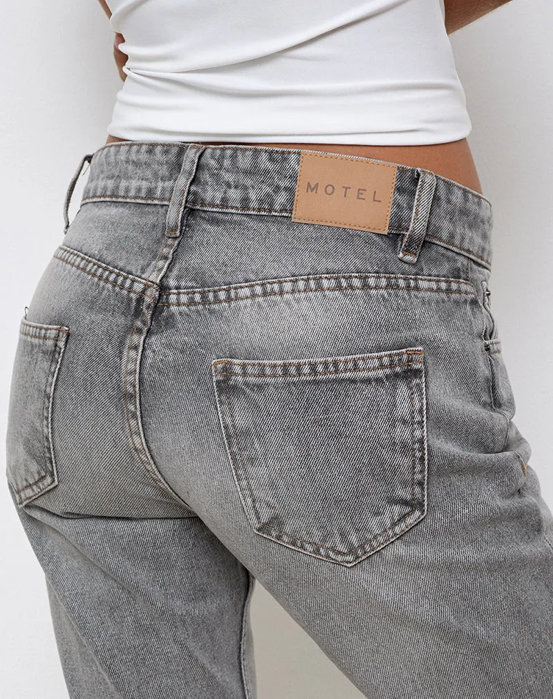 OdorResistant Material HypoallergenicFabric Rigid Low Rise Flare Jeans in Grey Wash