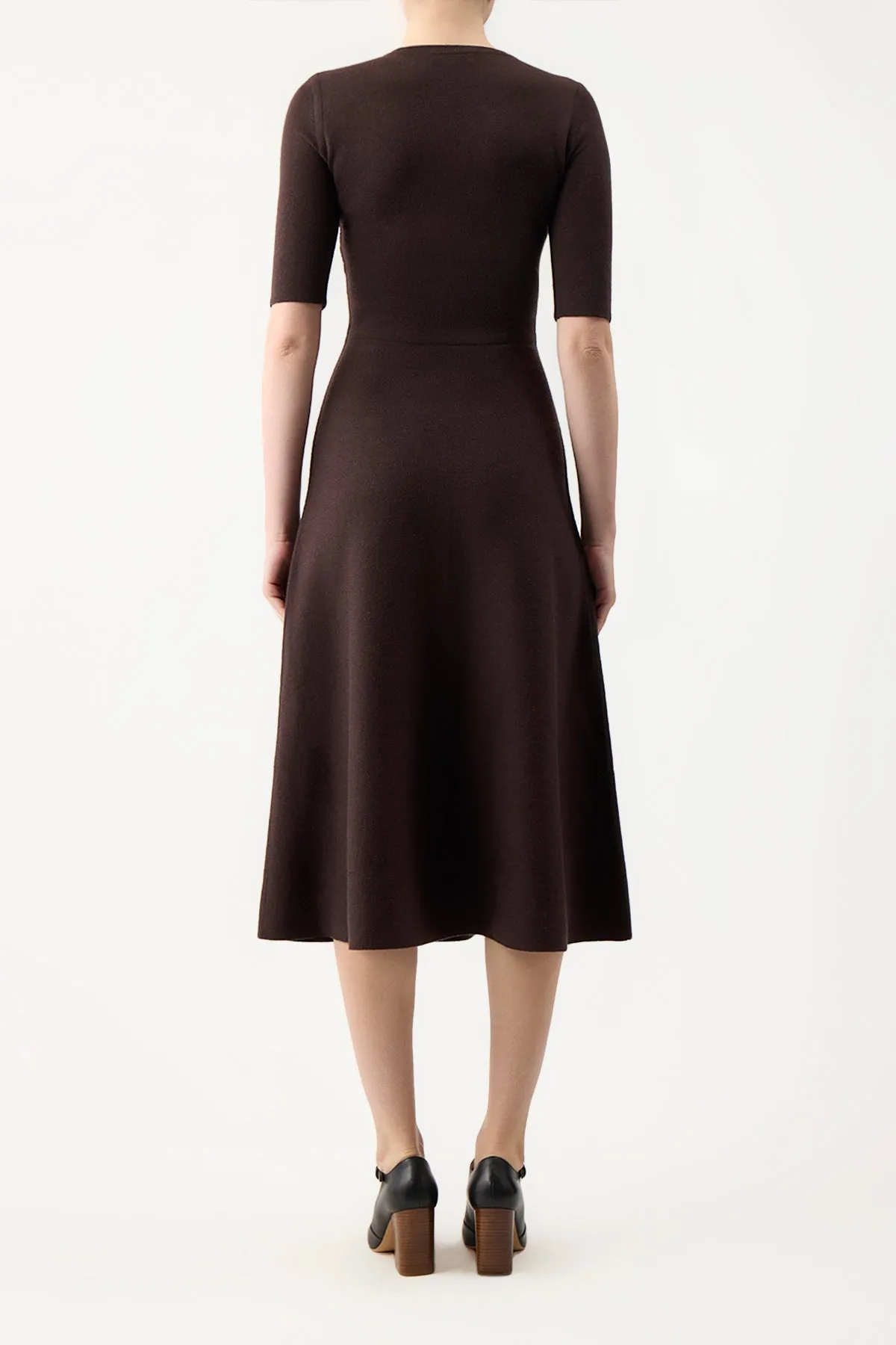 Seymore Knit Midi Dress in Chocolate Merino Wool Cashmere Vegan Mood