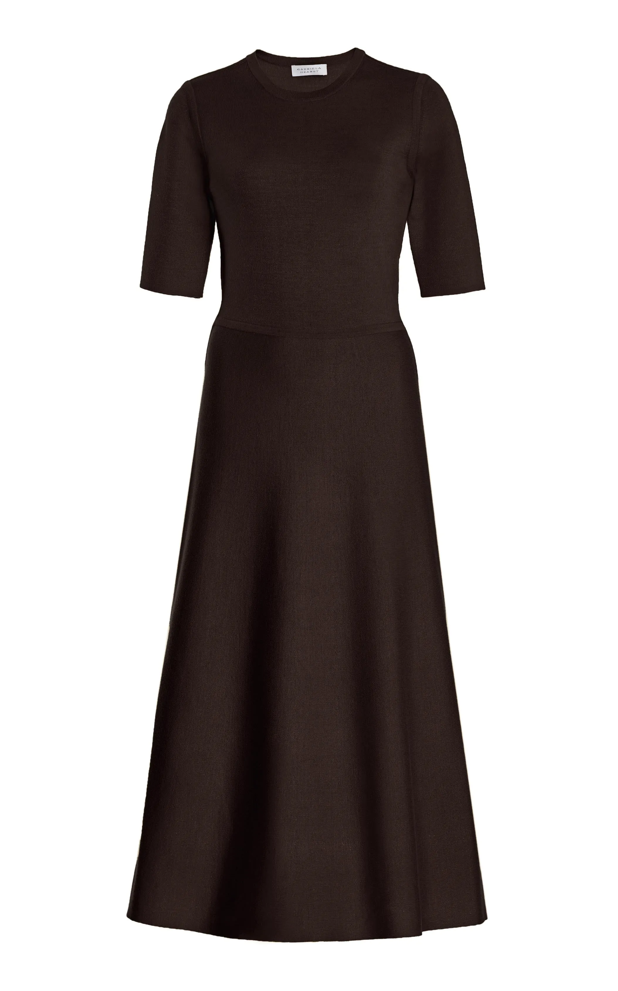 BiasCut Trims Seymore Knit Midi Dress in Chocolate Merino Wool Cashmere