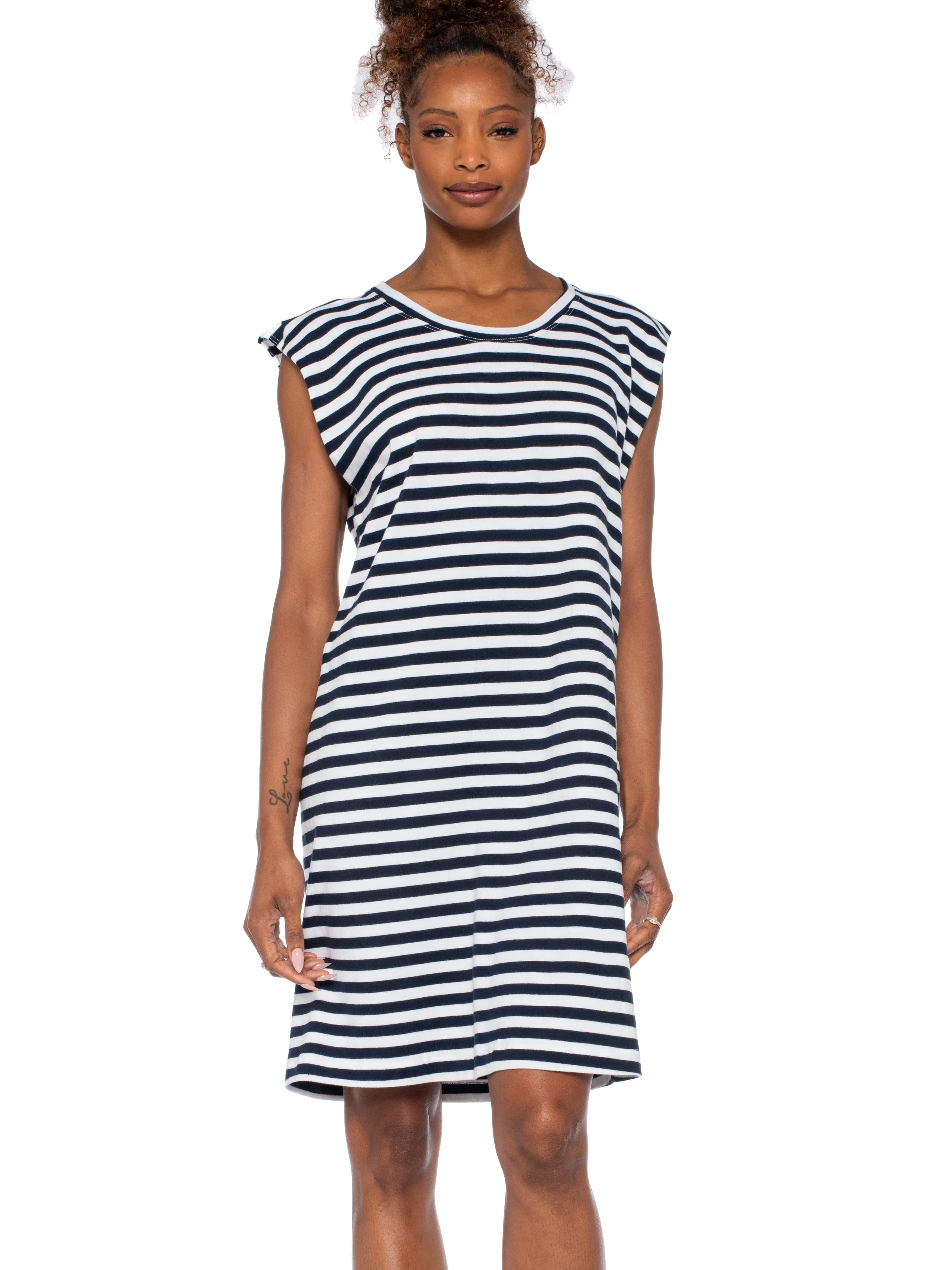 Holiday Glow OdorResistant Coating Crew Neck Flutter Sleeve Dress