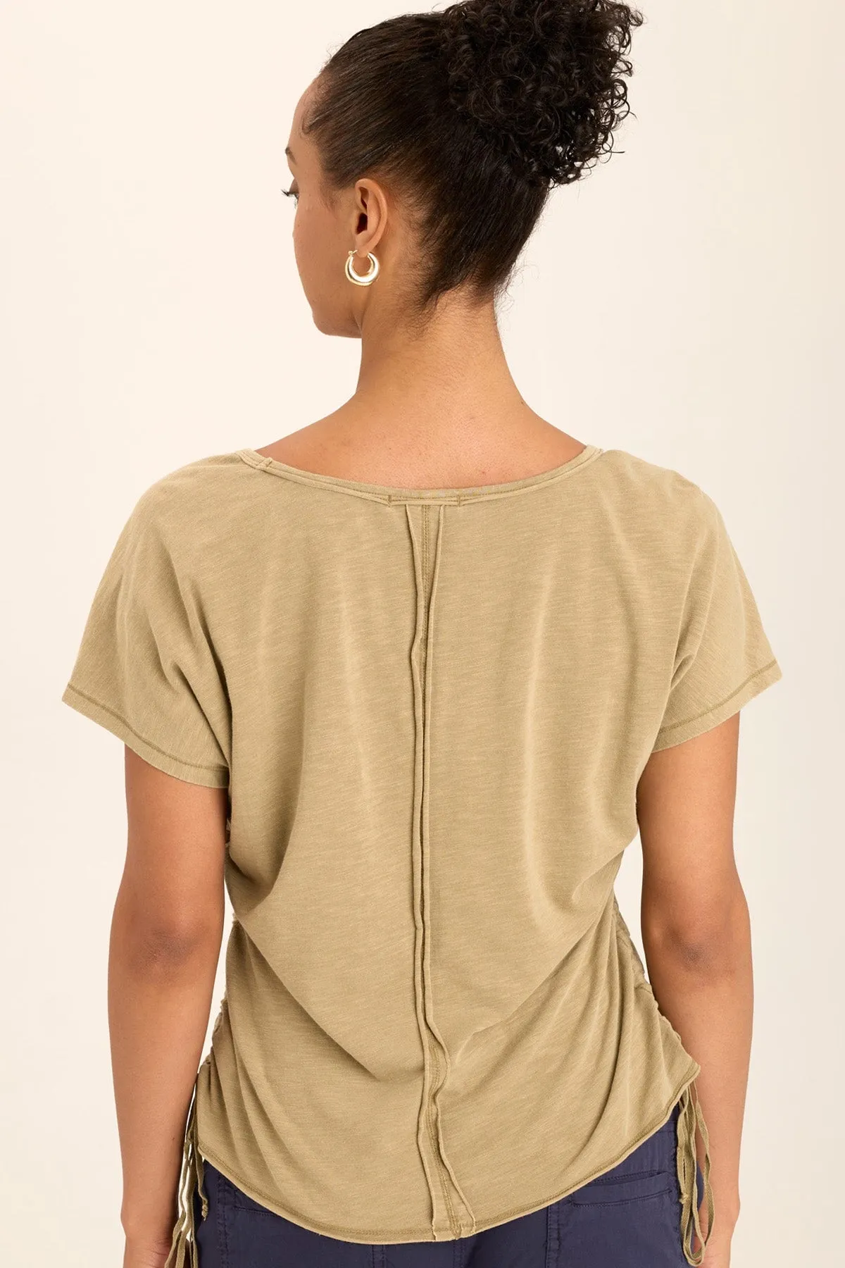 AntiStatic Material UV Protection Diggory Cinched Cord V-Neck Jersey Tee
