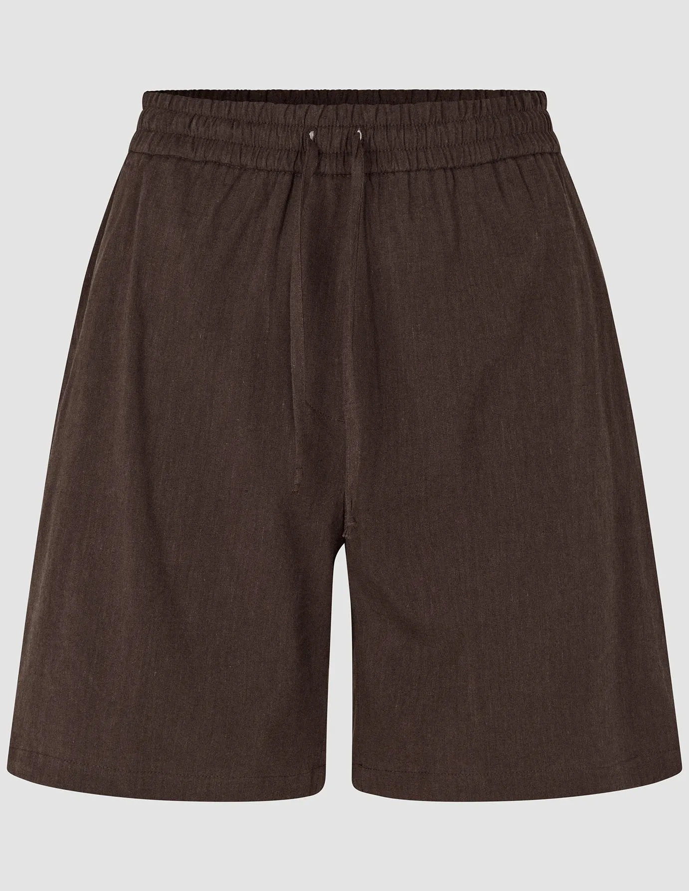 Women's Linen Shorts Relaxed Espresso Microfiber Blend Fabric Breathable mesh lining